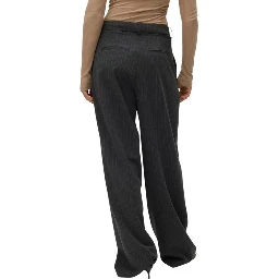 Gray Polyester Casual Pants