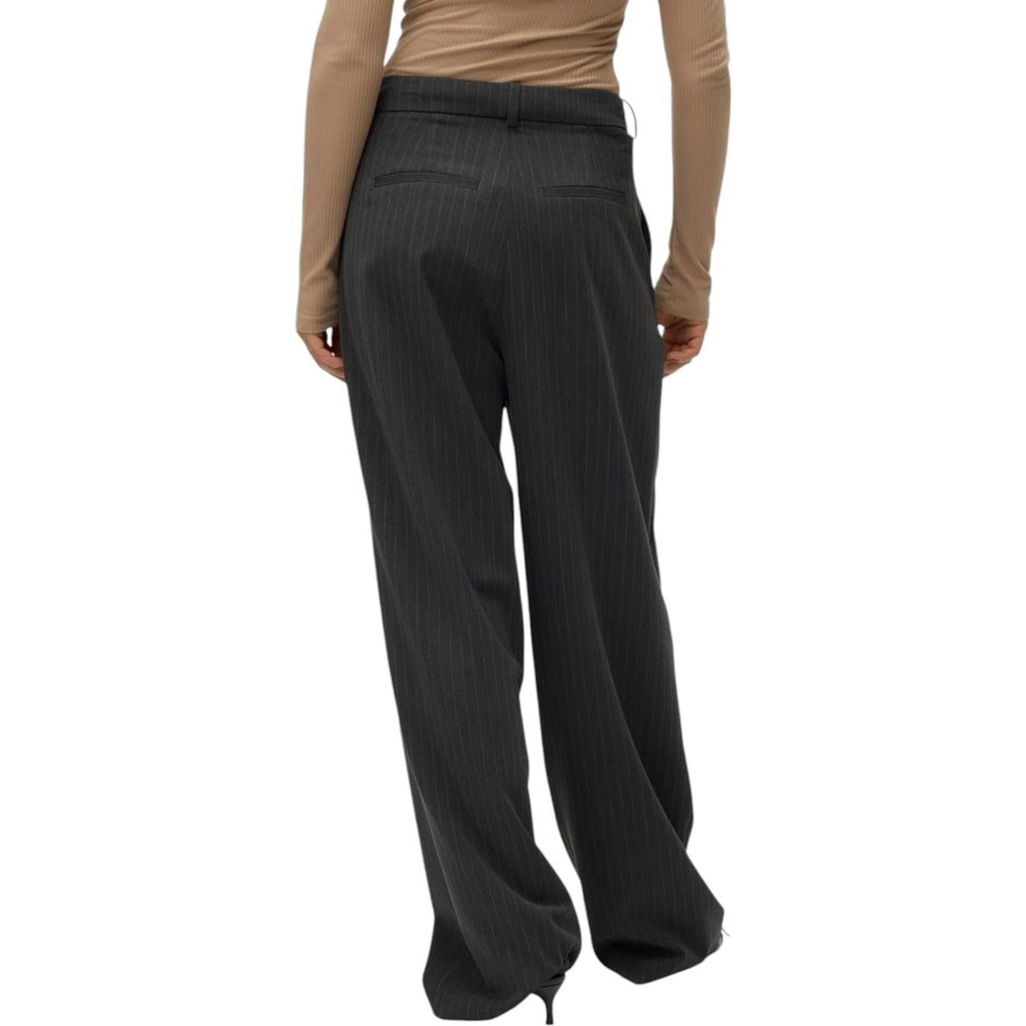 Gray Polyester Casual Pants