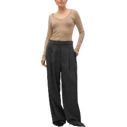 Gray Polyester Casual Pants