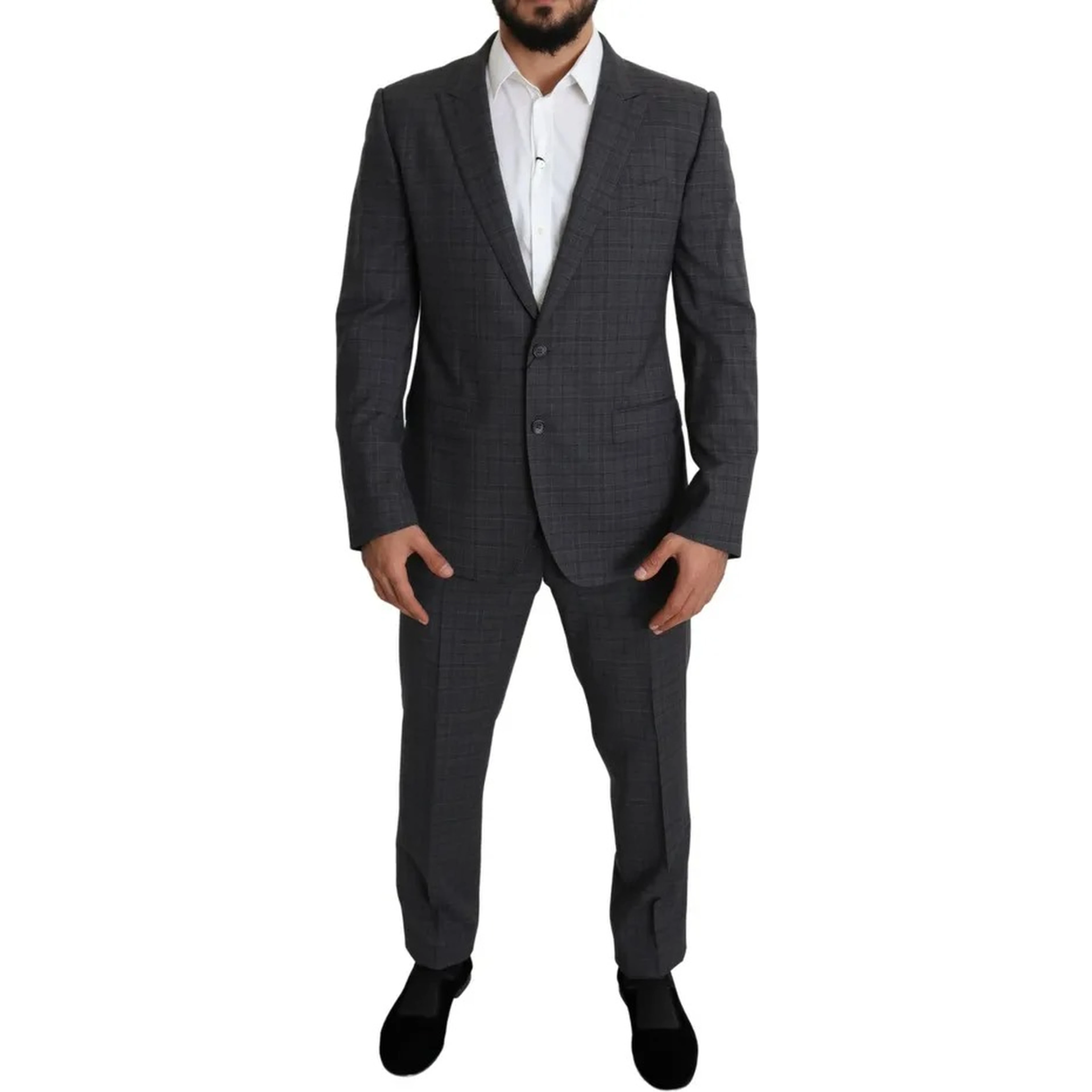Gray Wool Men Formal 2 Piece MARTINI Suit