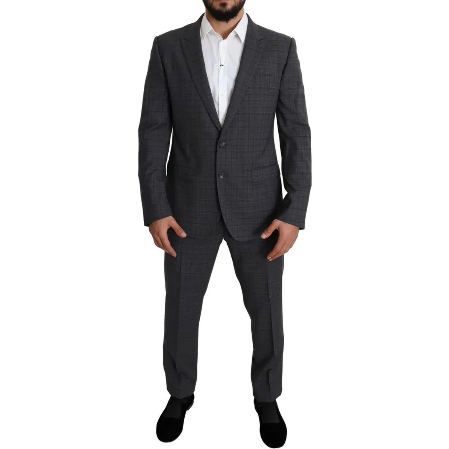 Gray Wool Men Formal 2 Piece MARTINI Suit