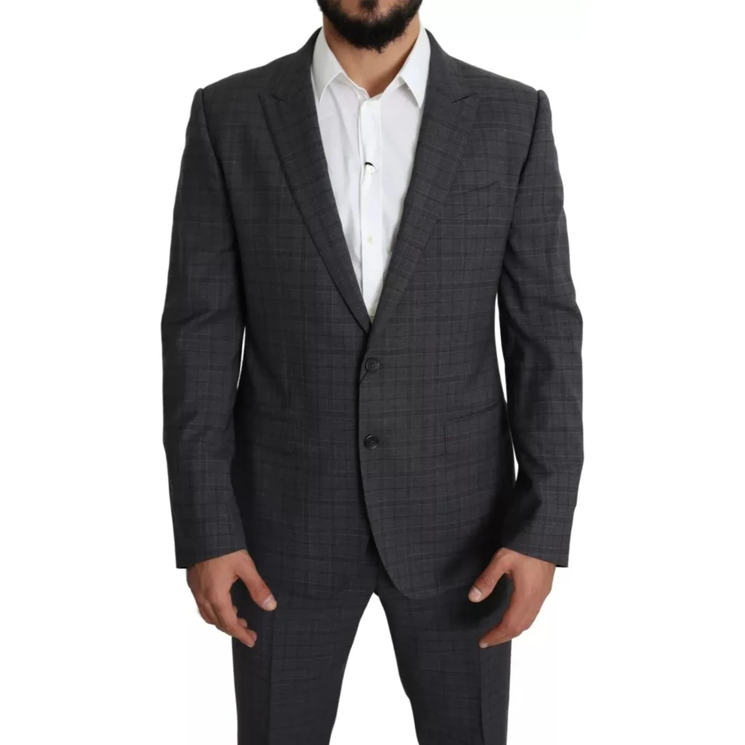 Gray Wool Men Formal 2 Piece MARTINI Suit