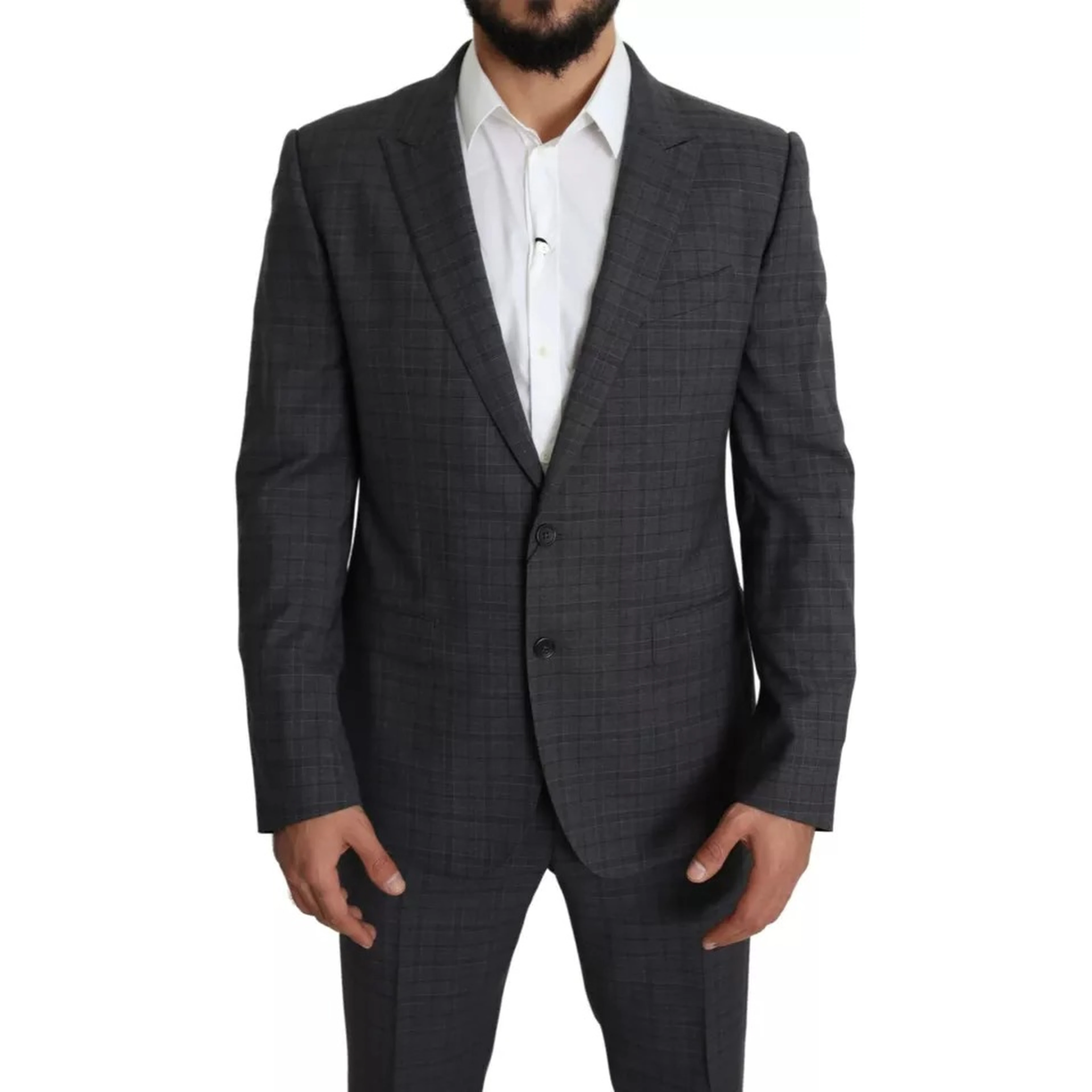 Gray Wool Men Formal 2 Piece MARTINI Suit