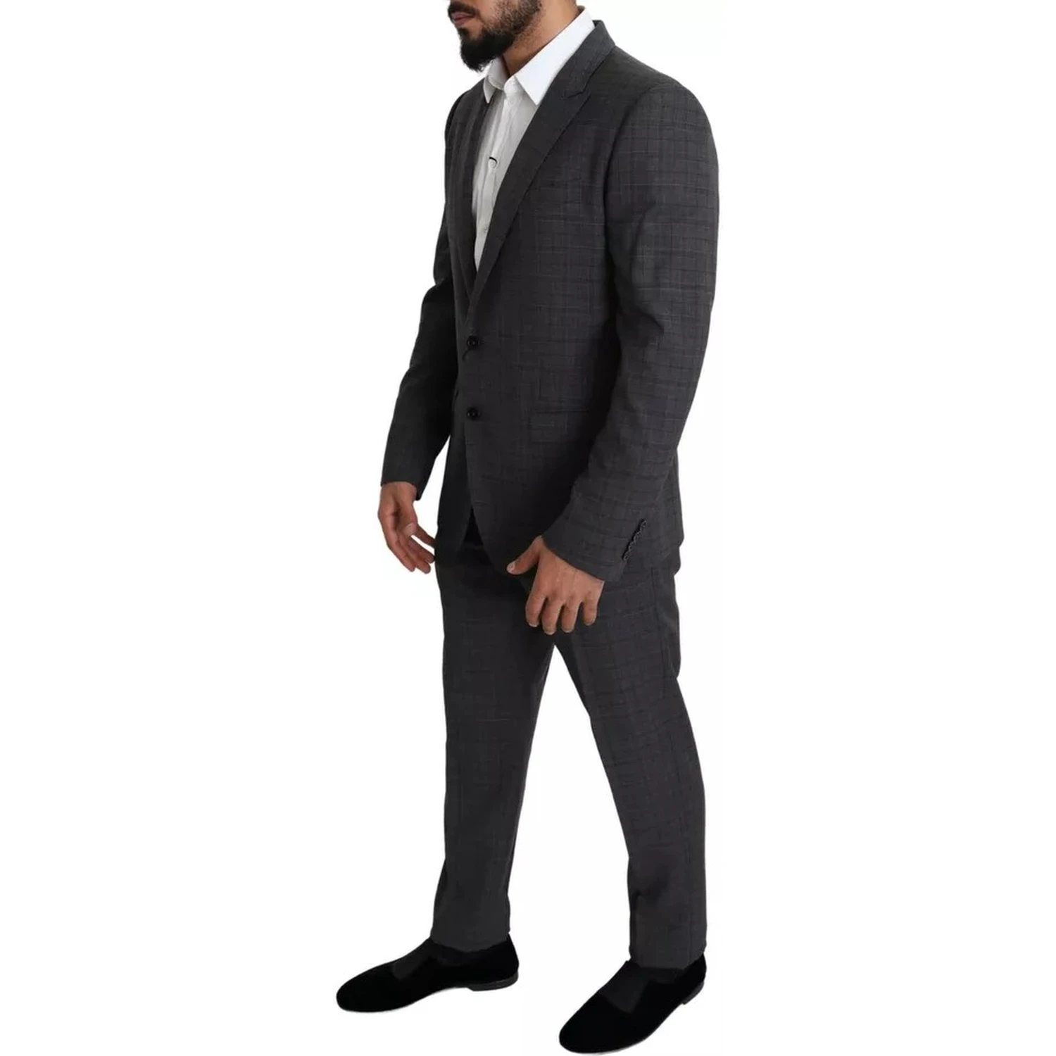 Gray Wool Men Formal 2 Piece MARTINI Suit
