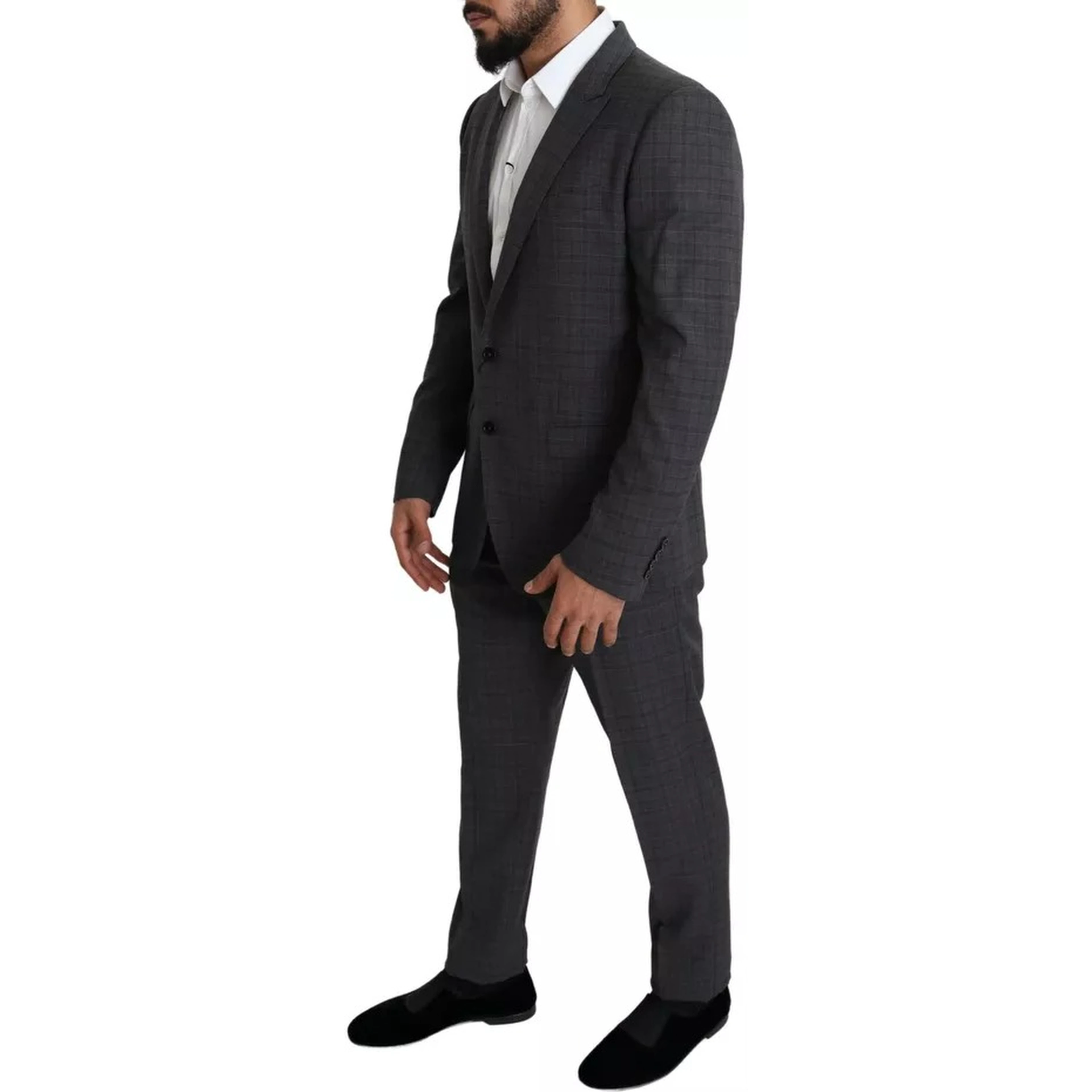 Gray Wool Men Formal 2 Piece MARTINI Suit
