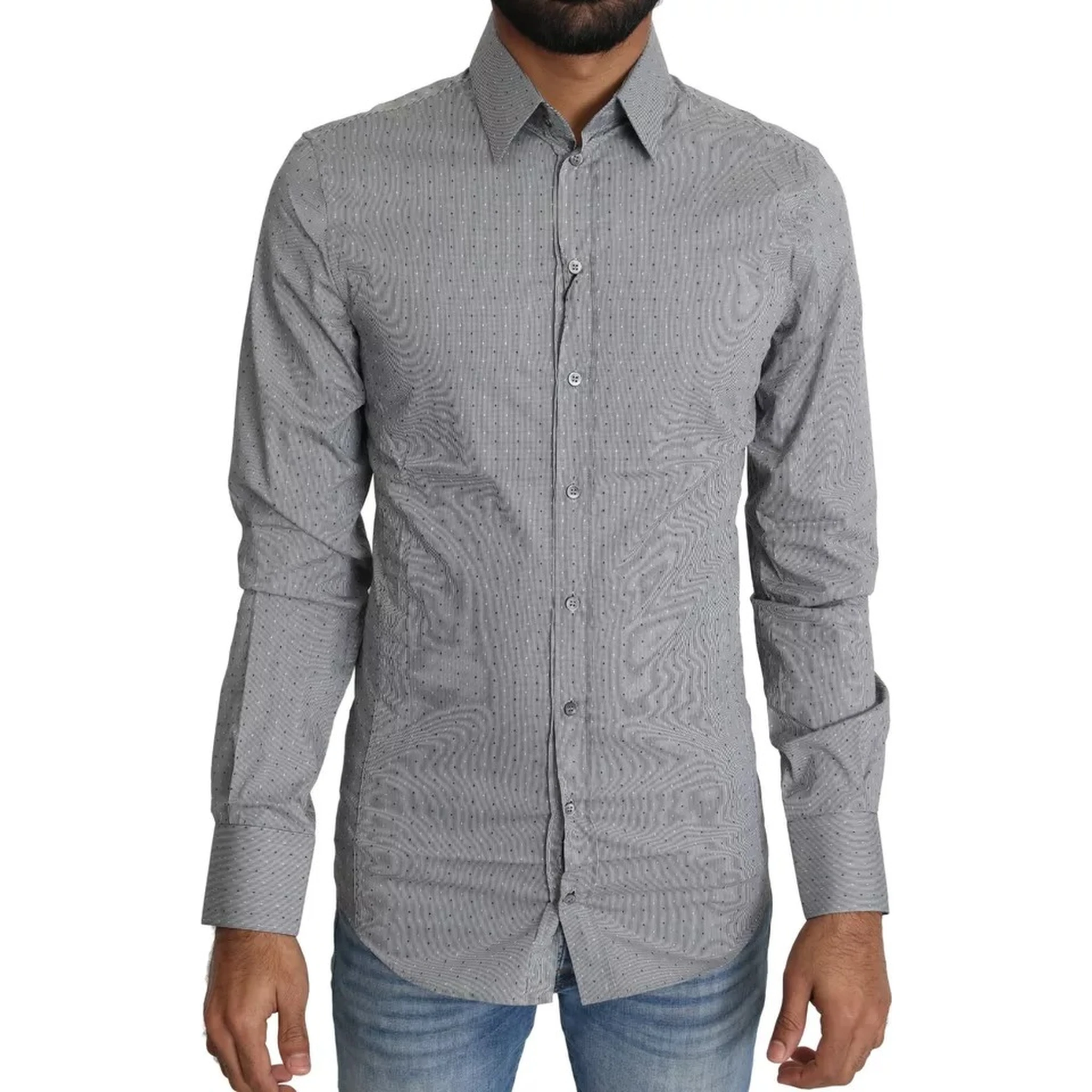 Gray SICILIA Dotted Semi Fitted Formal Shirt