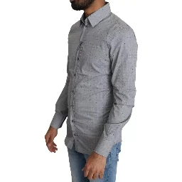 Gray SICILIA Dotted Semi Fitted Formal Shirt
