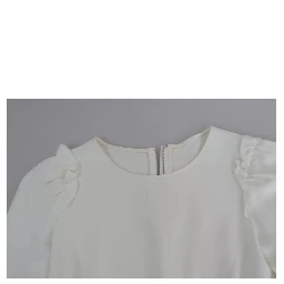 White Viscose Stretch Short Sleeves Blouse Top