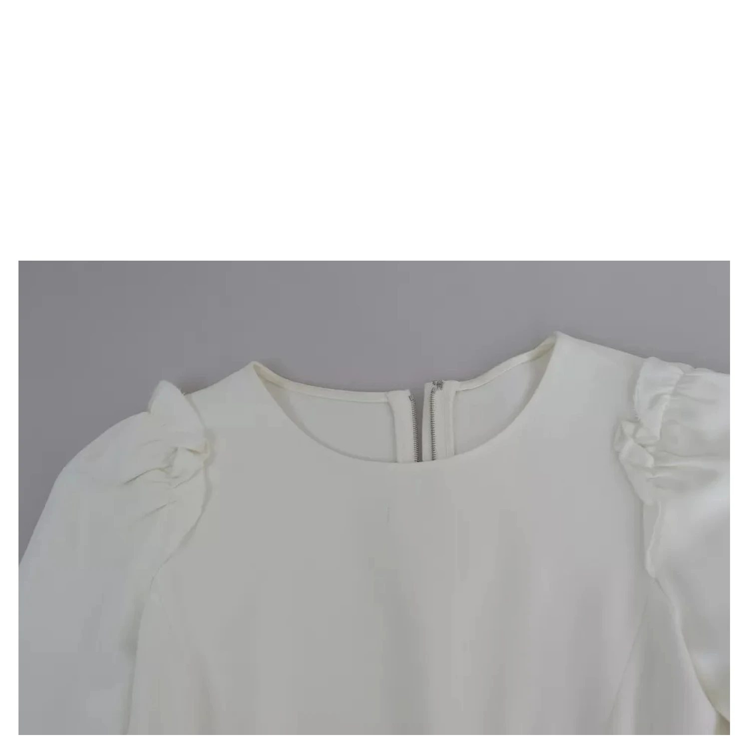 White Viscose Stretch Short Sleeves Blouse Top