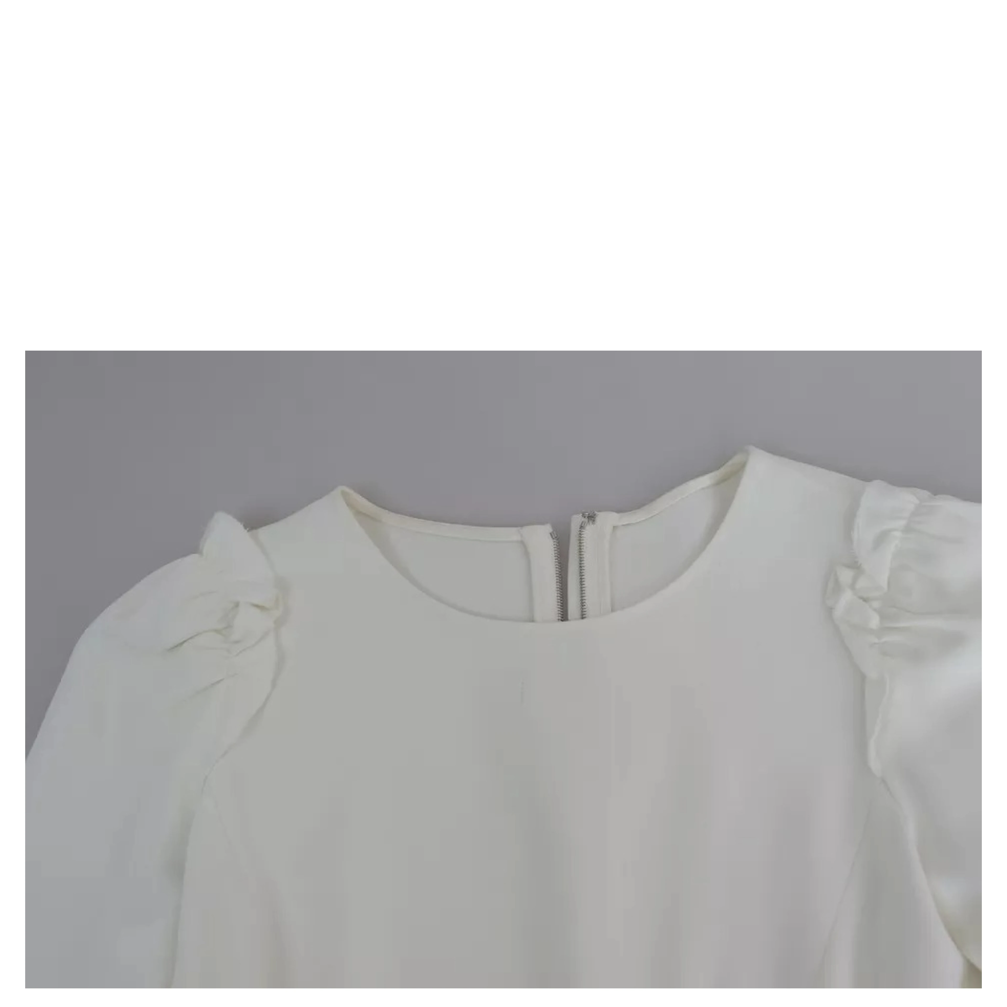 White Viscose Stretch Short Sleeves Blouse Top