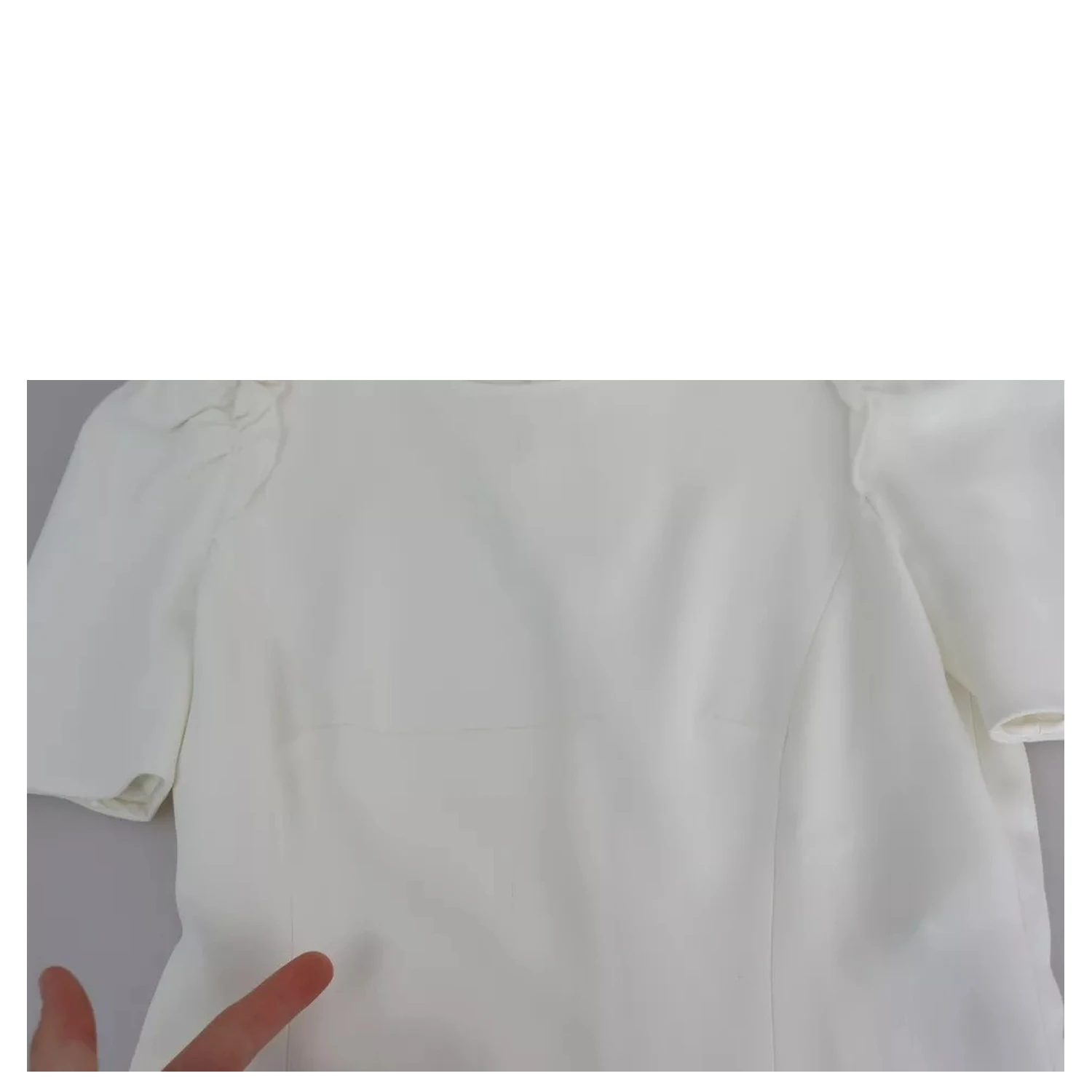 White Viscose Stretch Short Sleeves Blouse Top