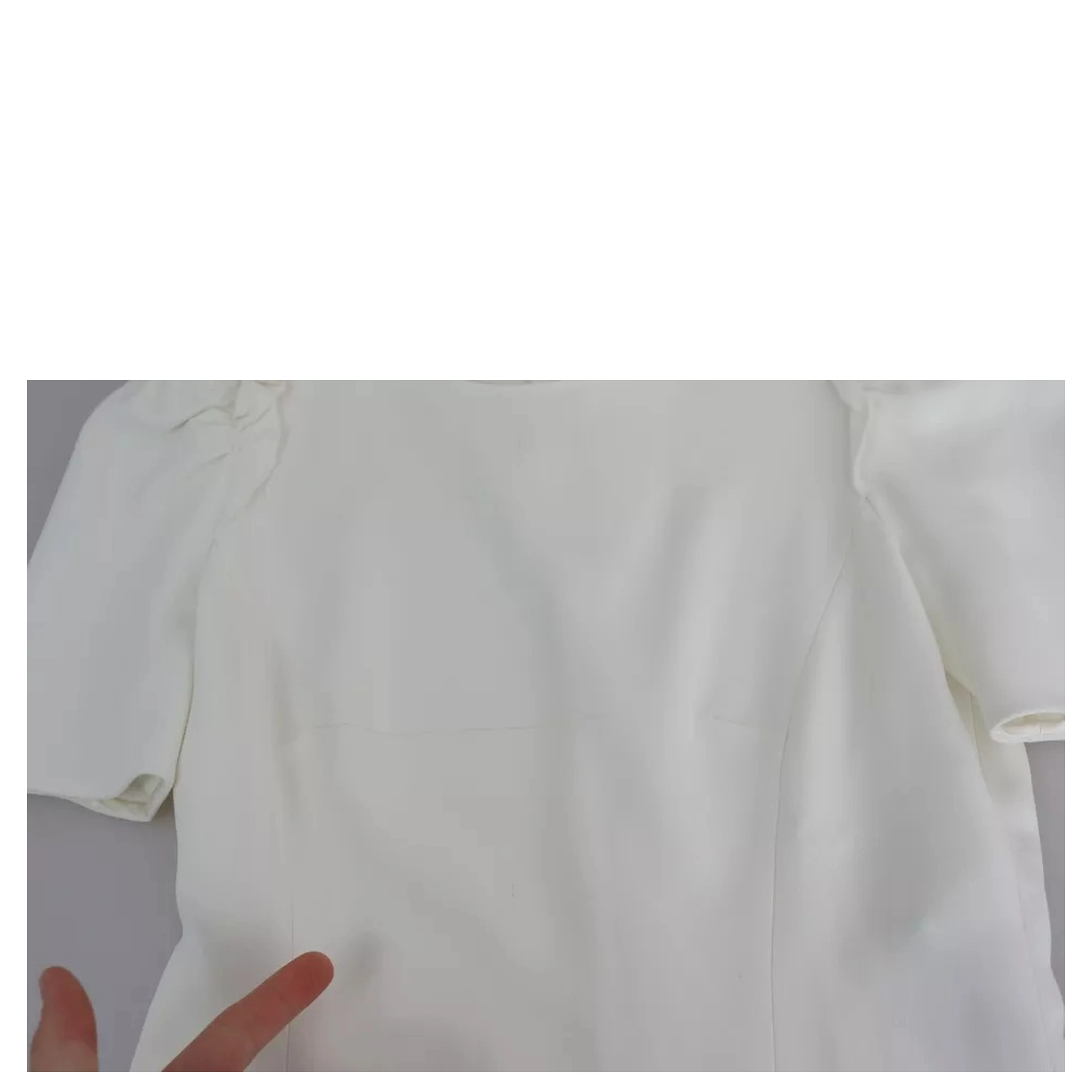 White Viscose Stretch Short Sleeves Blouse Top