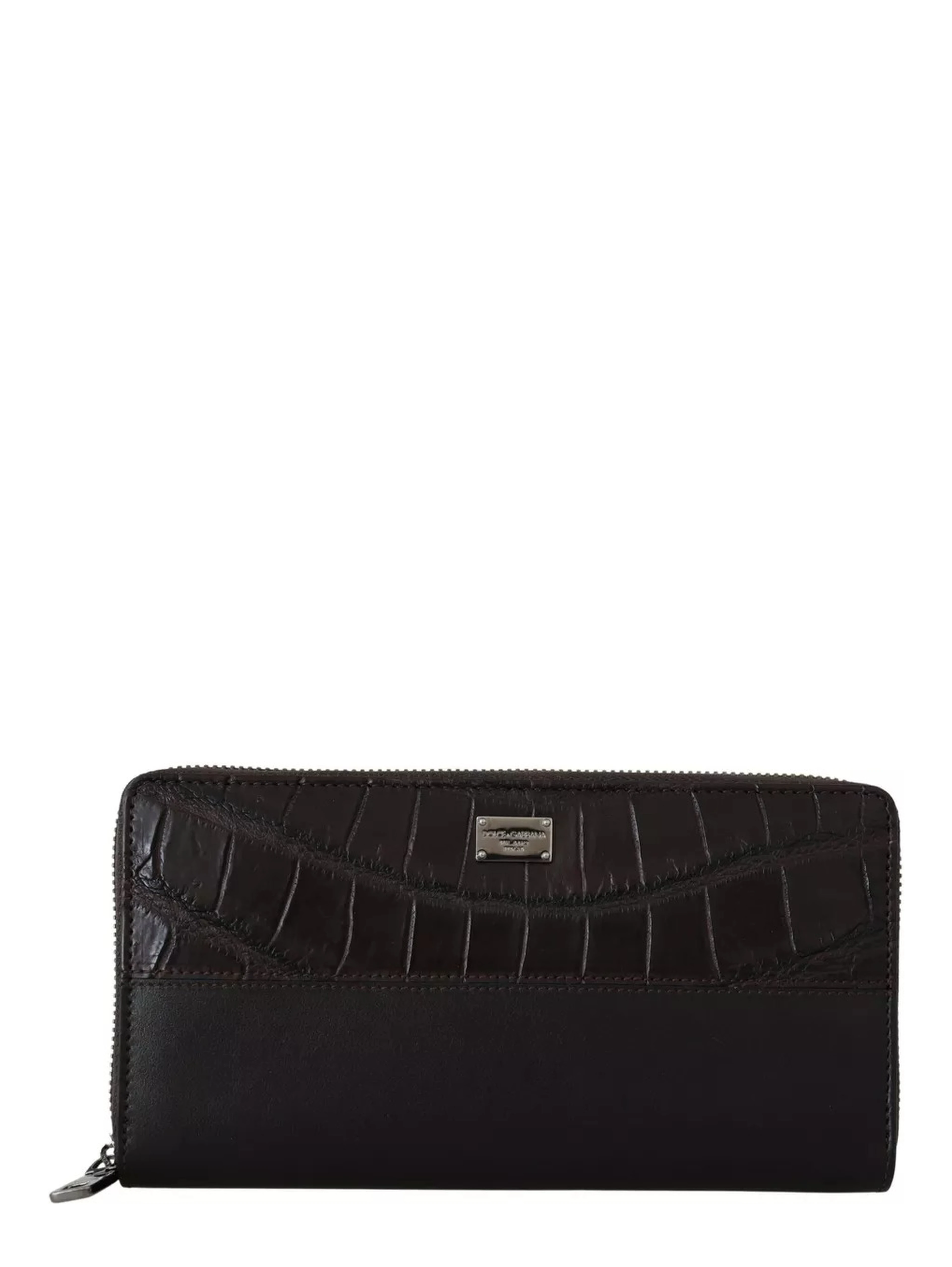Brown Exotic Leather Zip Around Continental Clutch Wallet