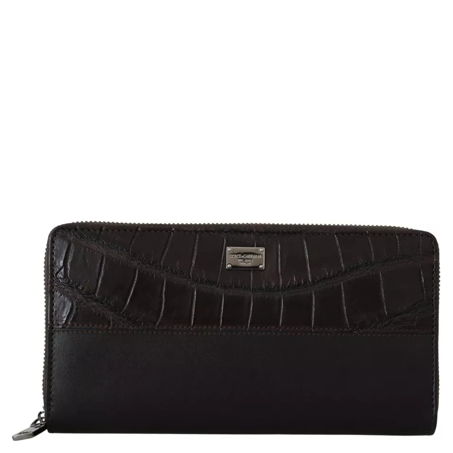 Brown Exotic Leather Zip Around Continental Clutch Wallet