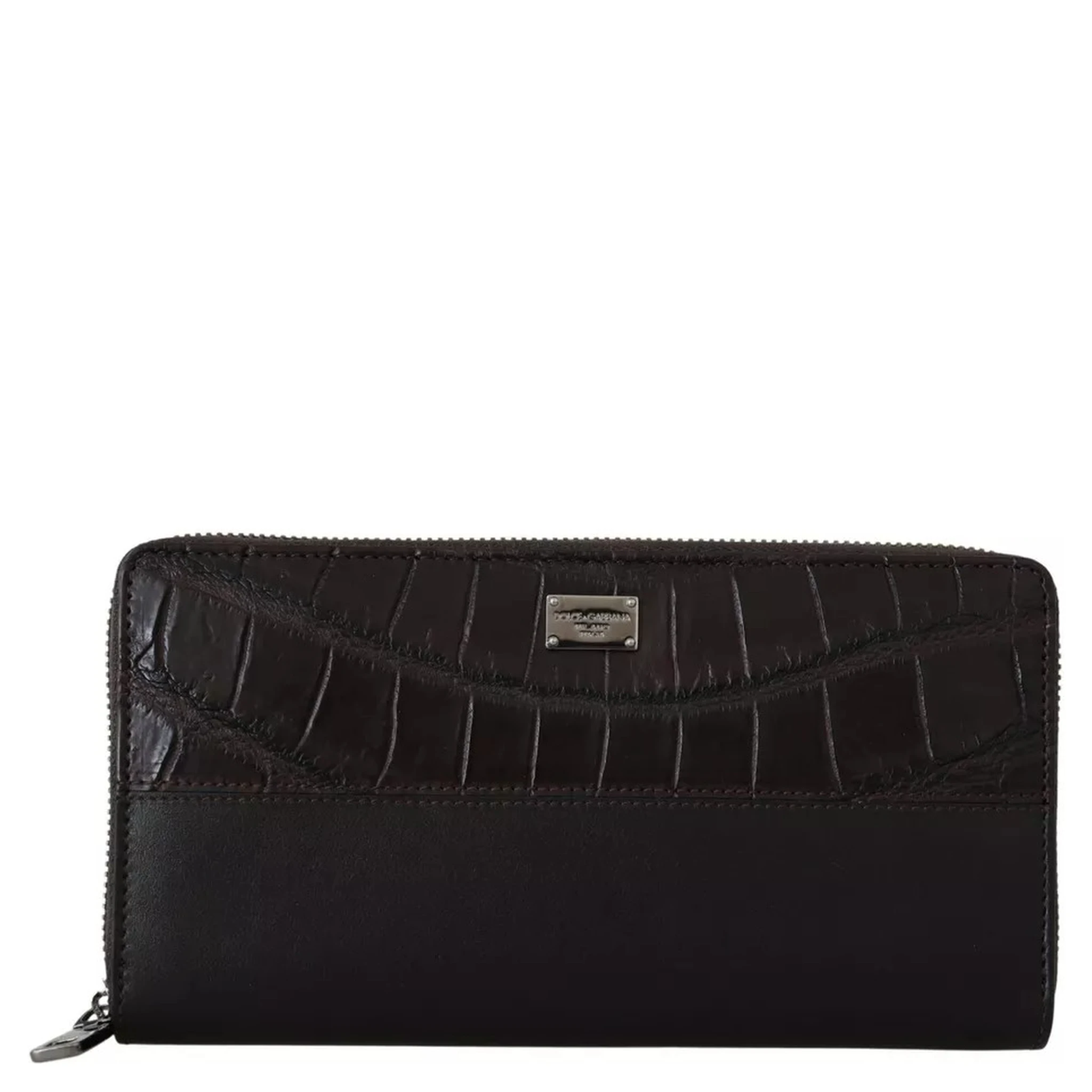 Brown Exotic Leather Zip Around Continental Clutch Wallet