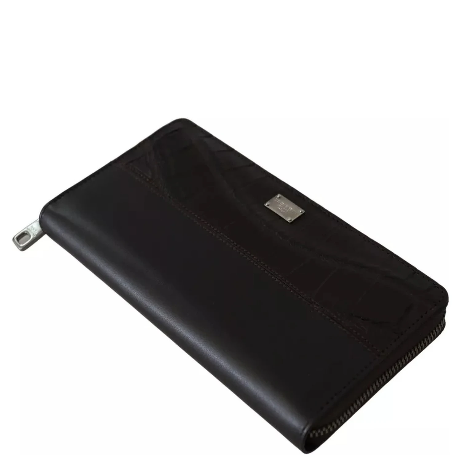 Brown Exotic Leather Zip Around Continental Clutch Wallet