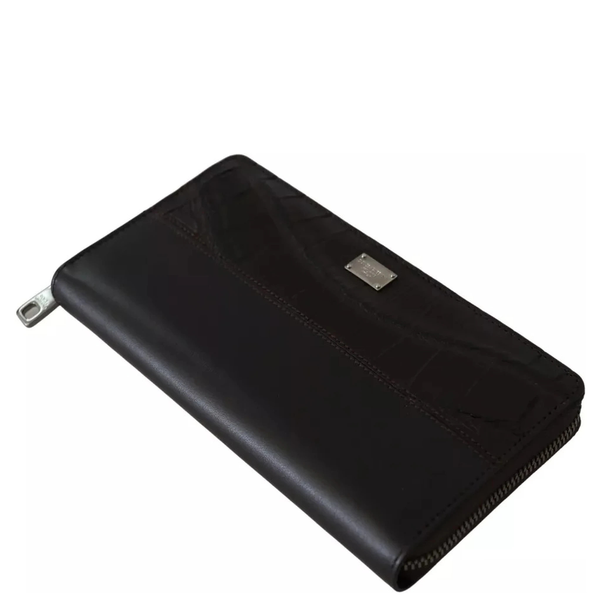 Brown Exotic Leather Zip Around Continental Clutch Wallet