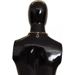 Gold Tone Floral Crystals Purple Embellished Necklace