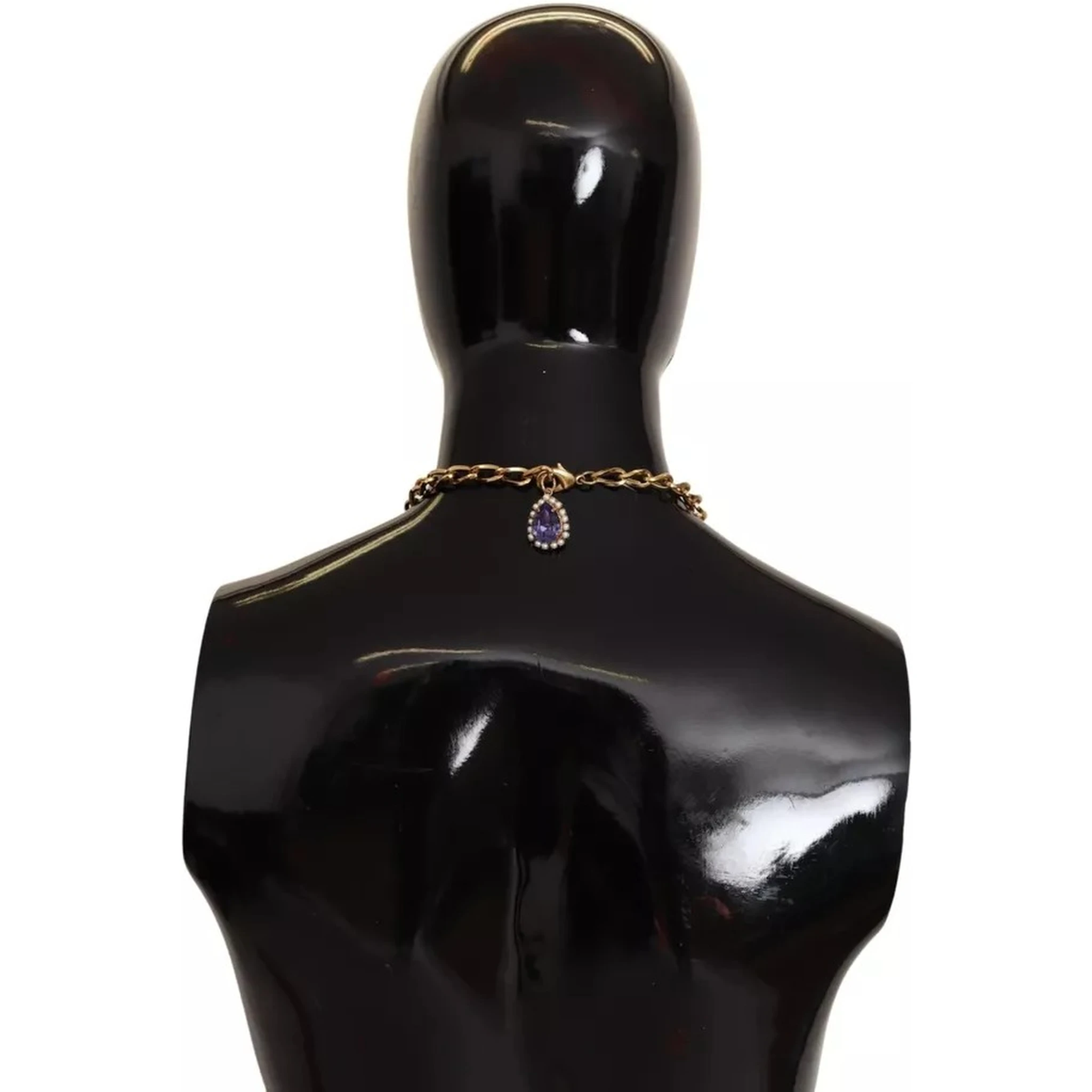 Gold Tone Floral Crystals Purple Embellished Necklace