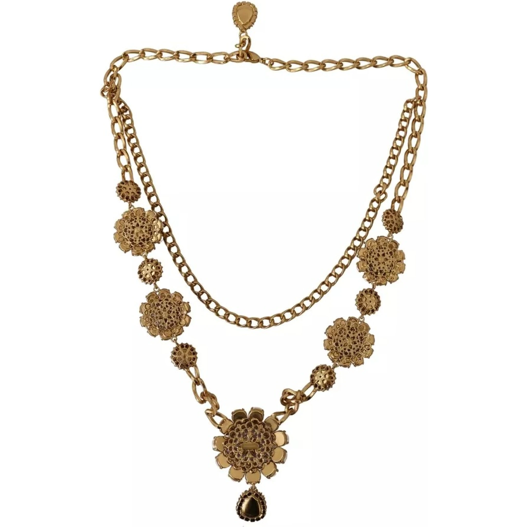 Gold Tone Floral Crystals Purple Embellished Necklace
