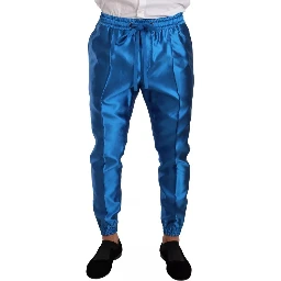 Blue Jacquard Silk Formal 2 Piece Set Suit