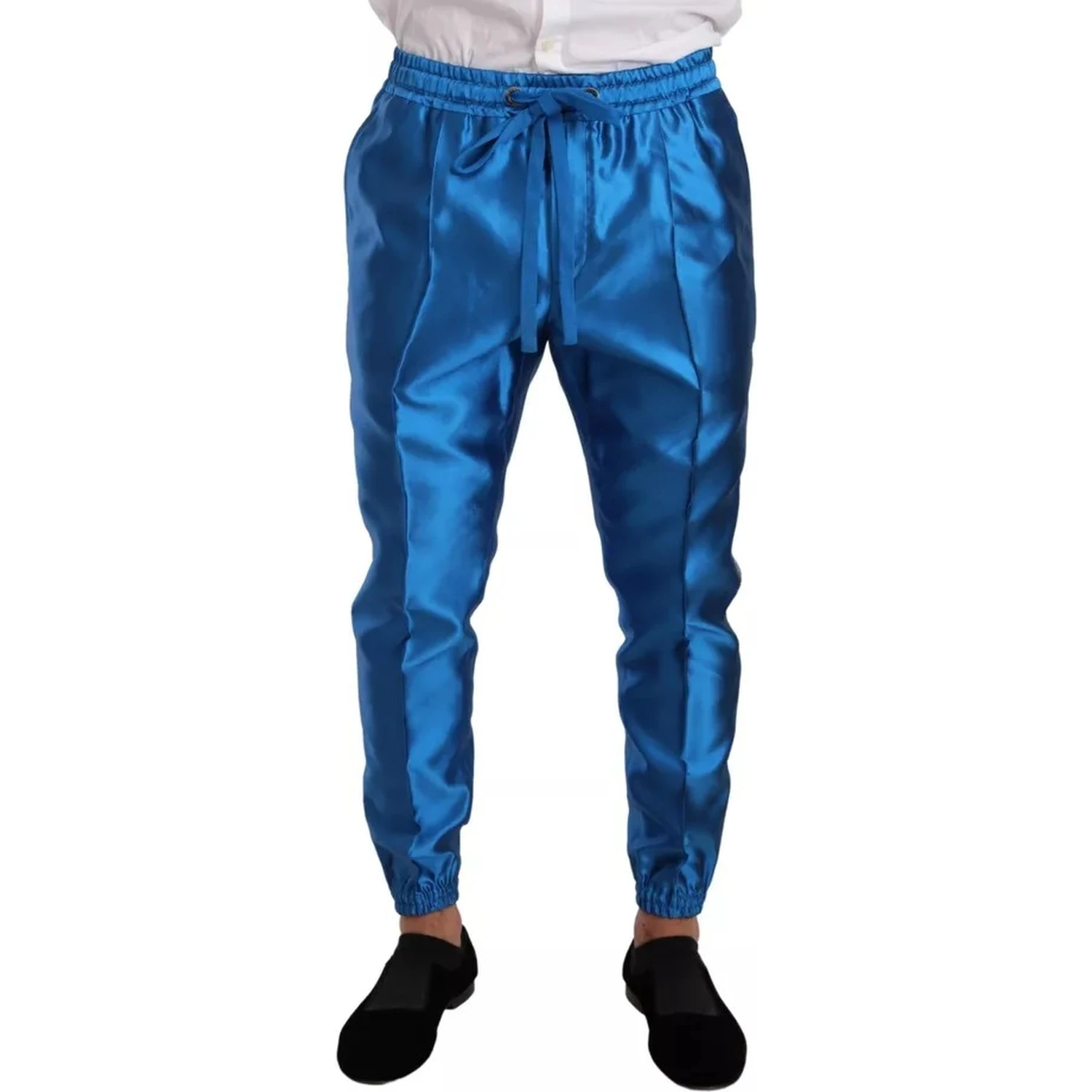 Blue Jacquard Silk Formal 2 Piece Set Suit