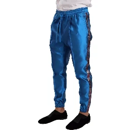 Blue Jacquard Silk Formal 2 Piece Set Suit