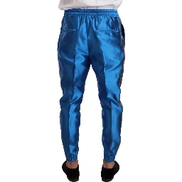 Blue Jacquard Silk Formal 2 Piece Set Suit