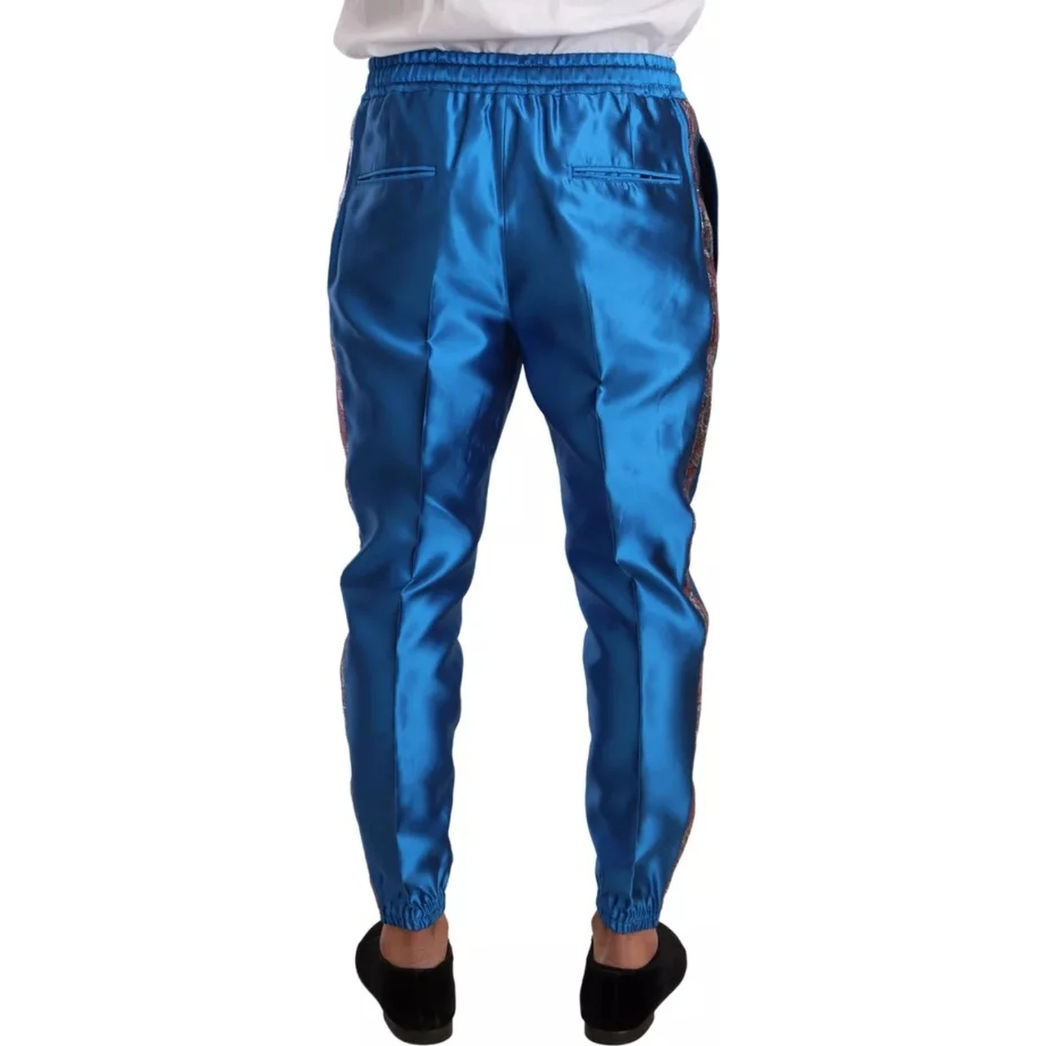 Blue Jacquard Silk Formal 2 Piece Set Suit