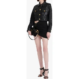 Asymmetric black miniskirt