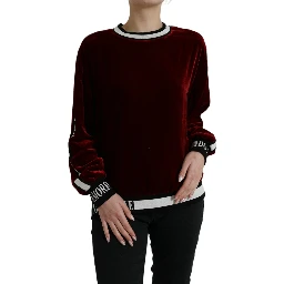 Bordeaux Velvet Round Neck Pullover Sweater