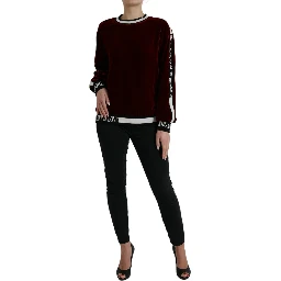 Bordeaux Velvet Round Neck Pullover Sweater