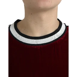 Bordeaux Velvet Round Neck Pullover Sweater