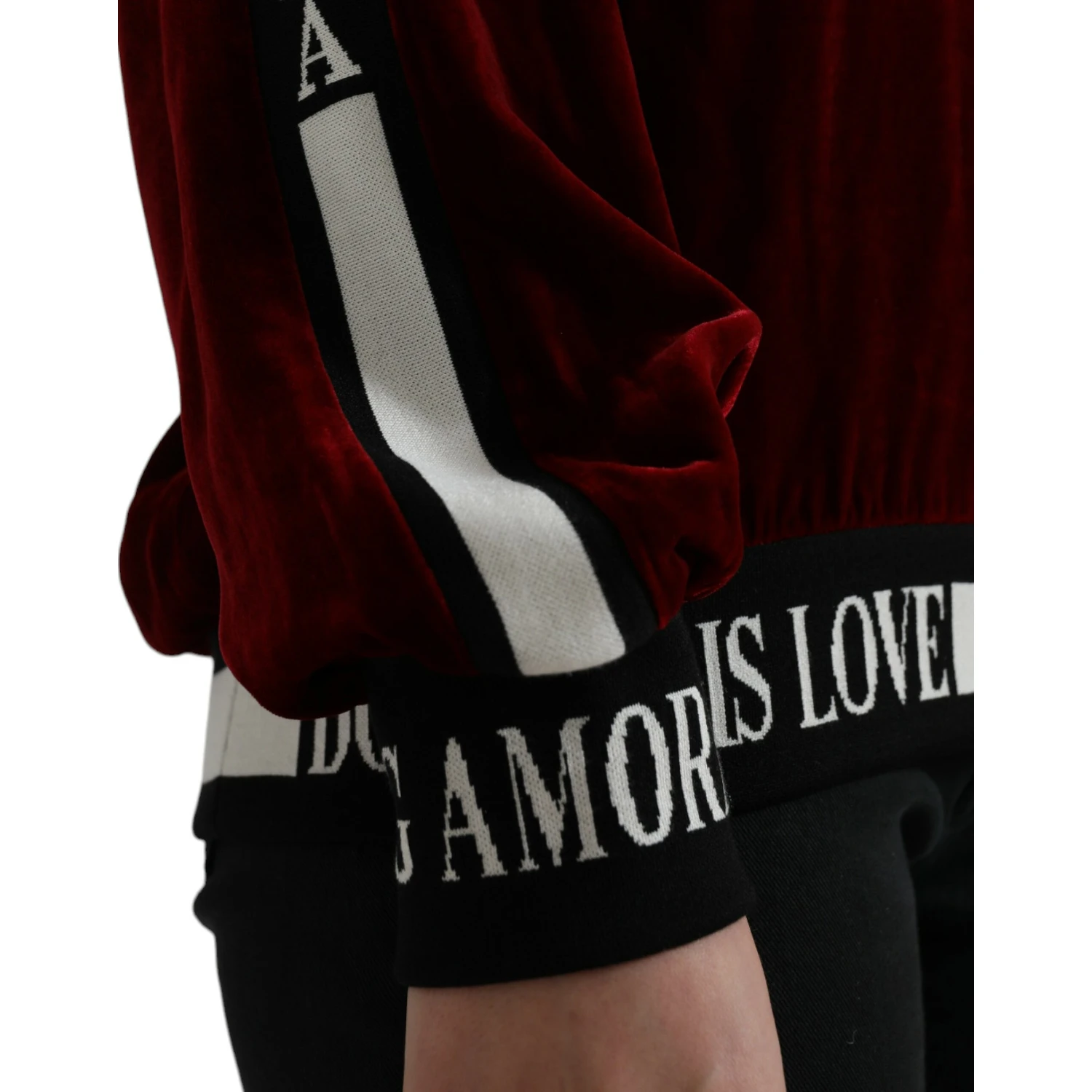 Bordeaux Velvet Round Neck Pullover Sweater