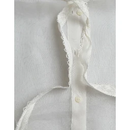 White Silk Long Sleeves Ascot Collar Top