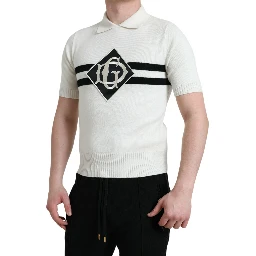 White DG Logo Collared Henley Shirt T-shirt