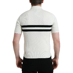 White DG Logo Collared Henley Shirt T-shirt