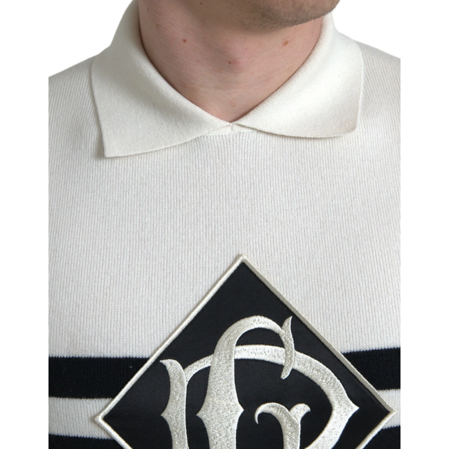 White DG Logo Collared Henley Shirt T-shirt