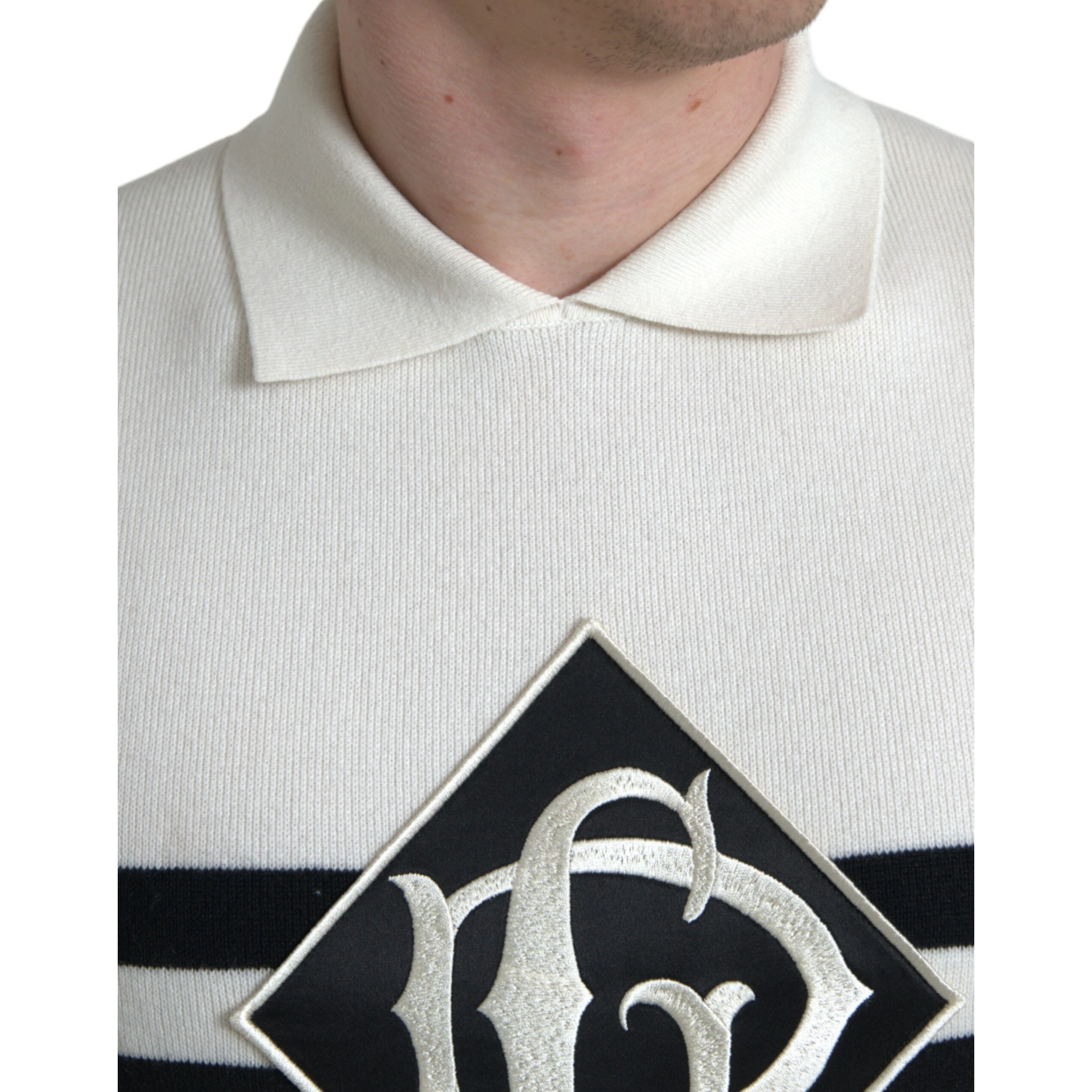 White DG Logo Collared Henley Shirt T-shirt