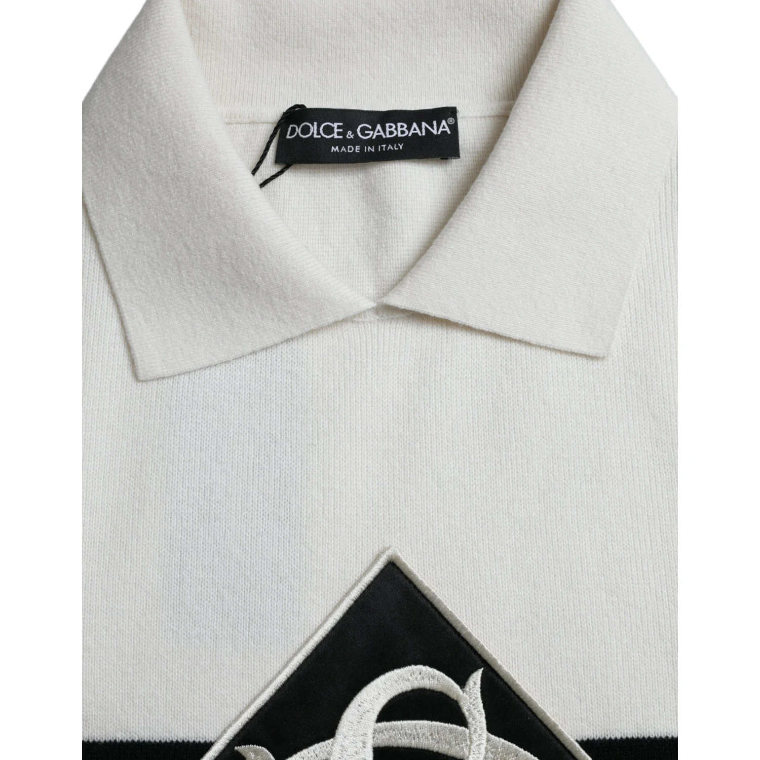White DG Logo Collared Henley Shirt T-shirt