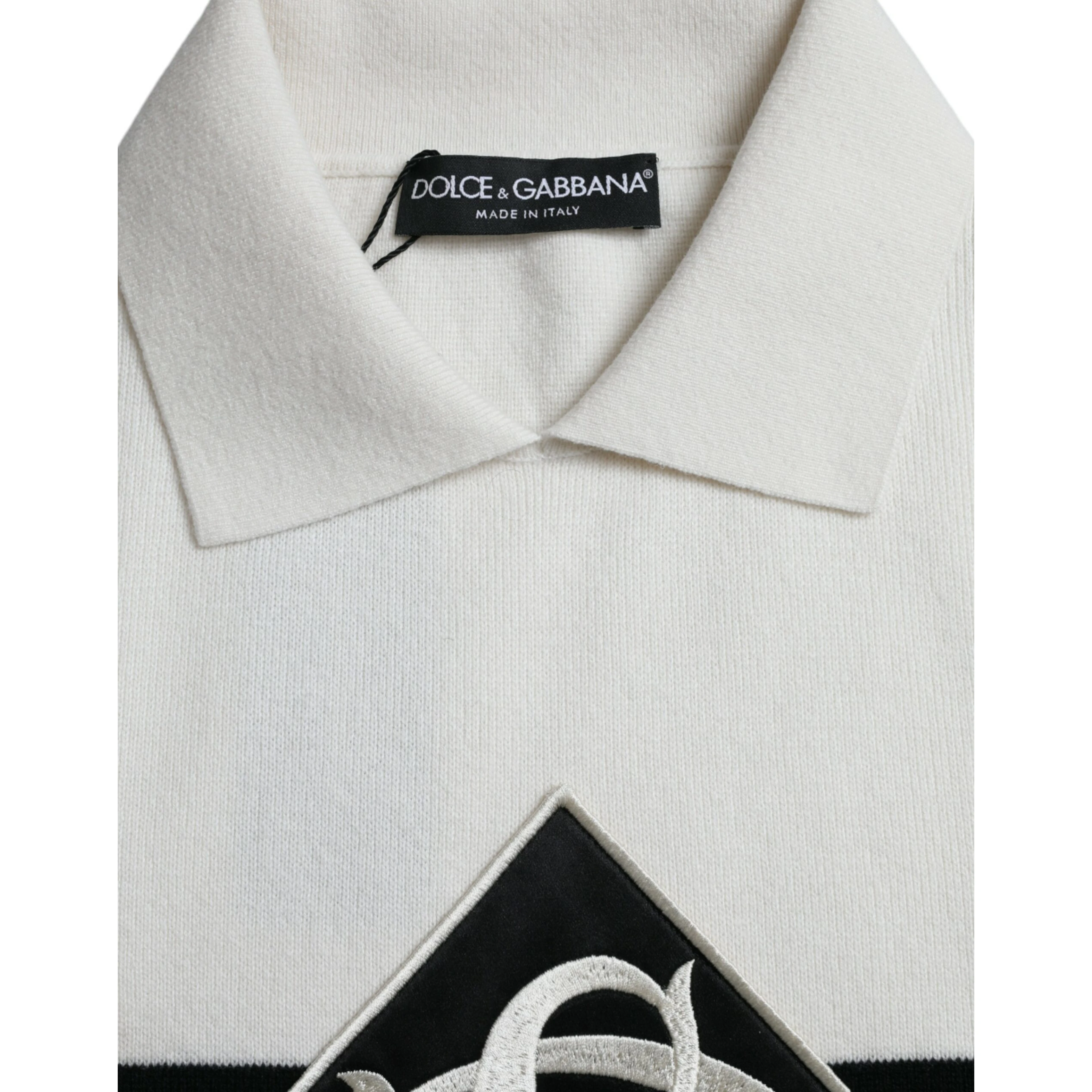 White DG Logo Collared Henley Shirt T-shirt