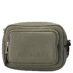Small Branded Dark Fern Green Grainy Leather Camera Crossbody Bag