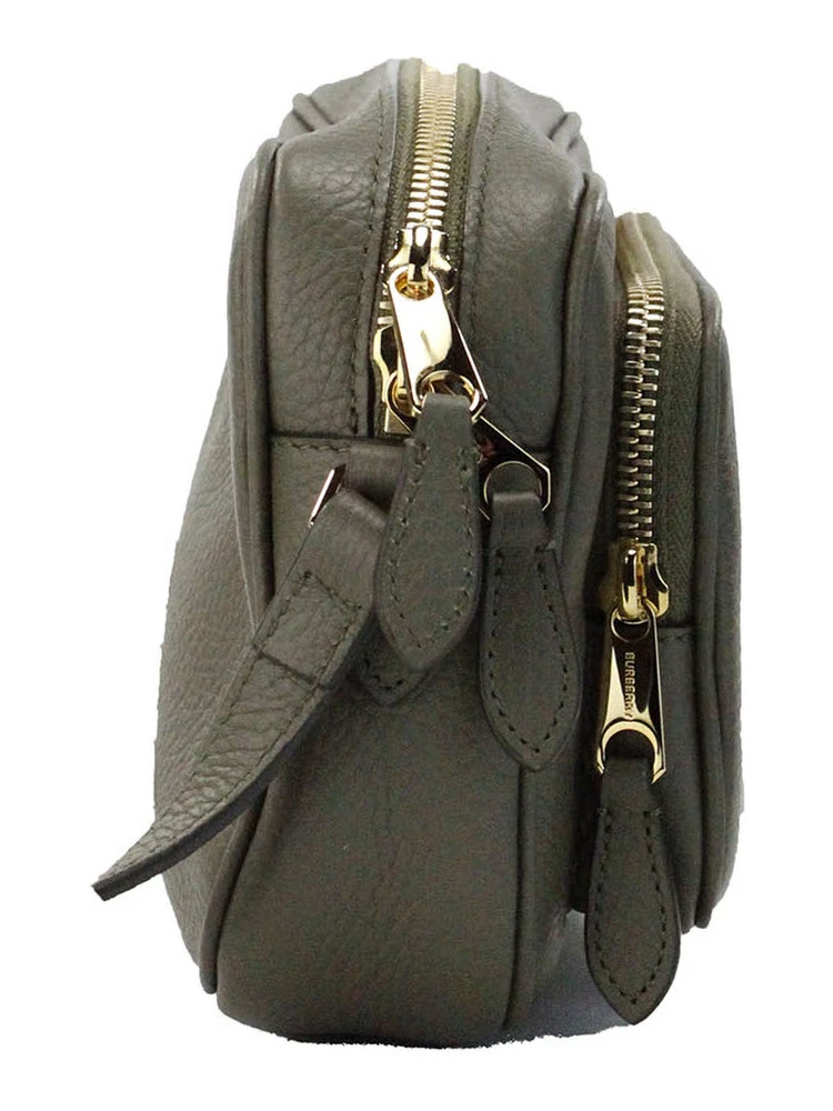 Small Branded Dark Fern Green Grainy Leather Camera Crossbody Bag alternative