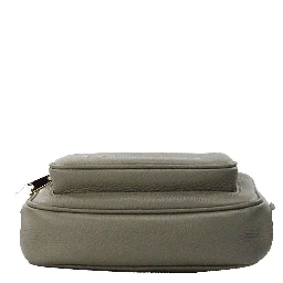 Small Branded Dark Fern Green Grainy Leather Camera Crossbody Bag