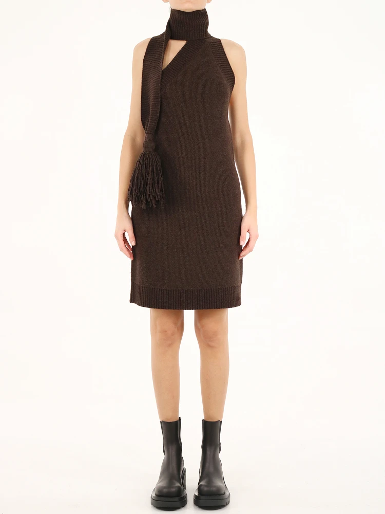 Brown one shoulder dress
