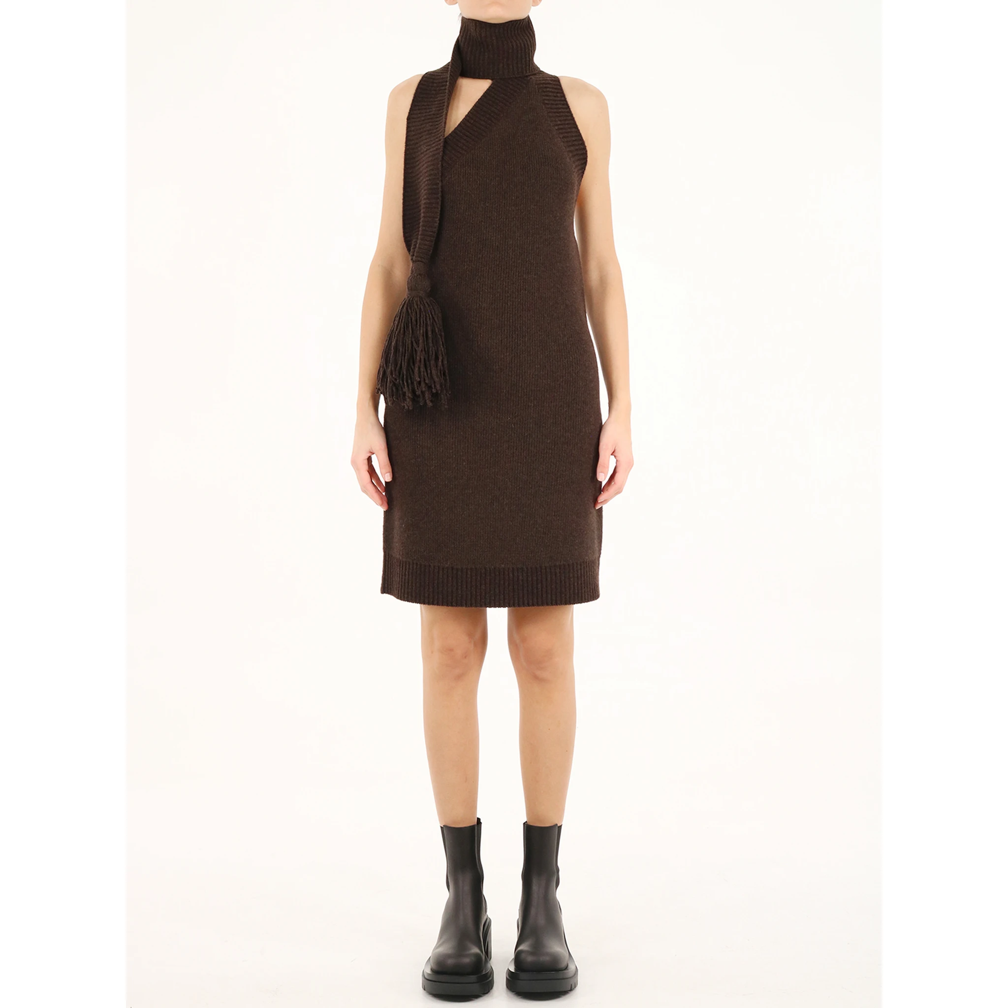 Brown one shoulder dress