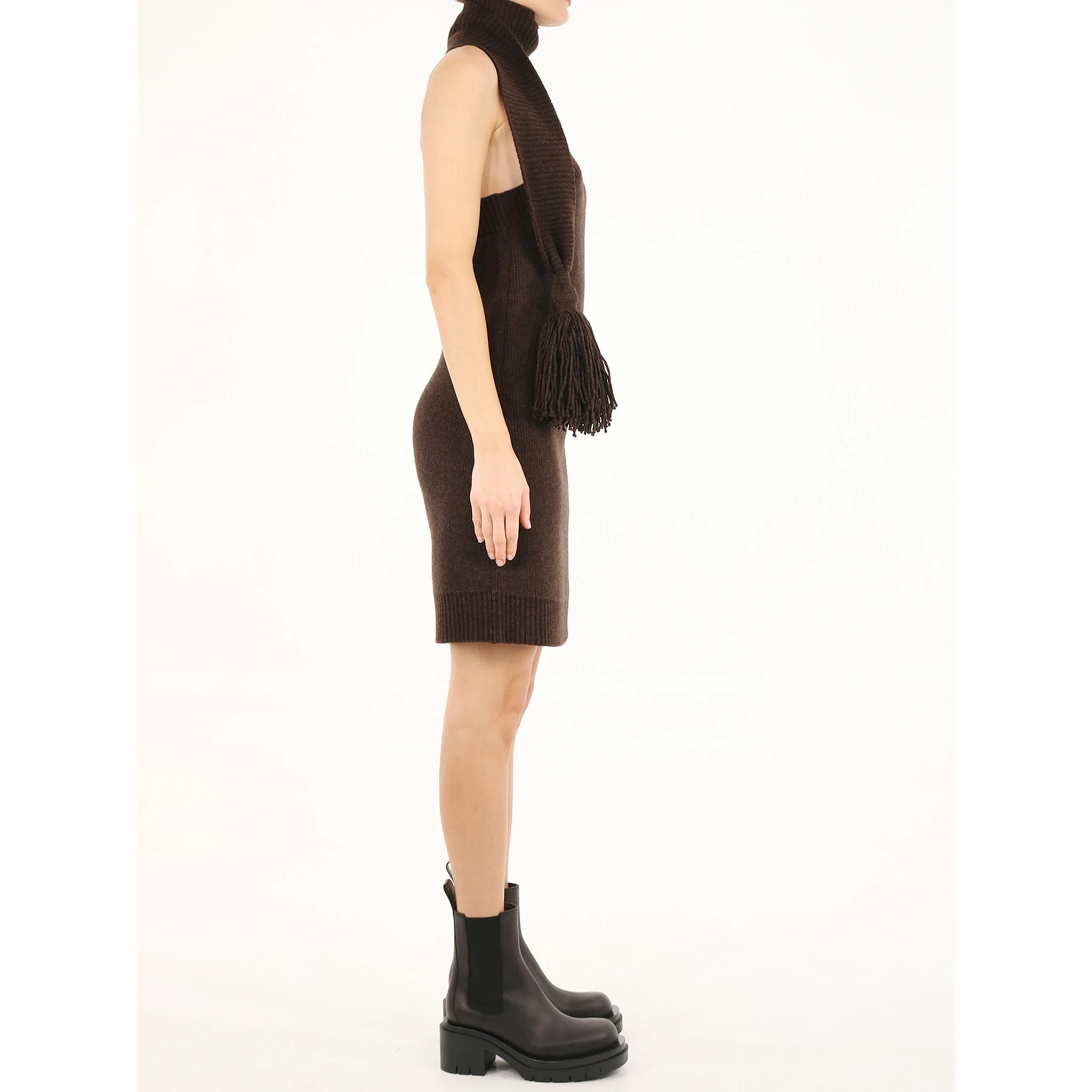 Brown one shoulder dress