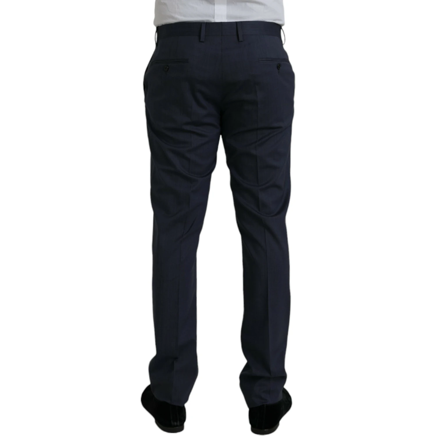 Blue Wool Slim Fit Dress Formal Pants
