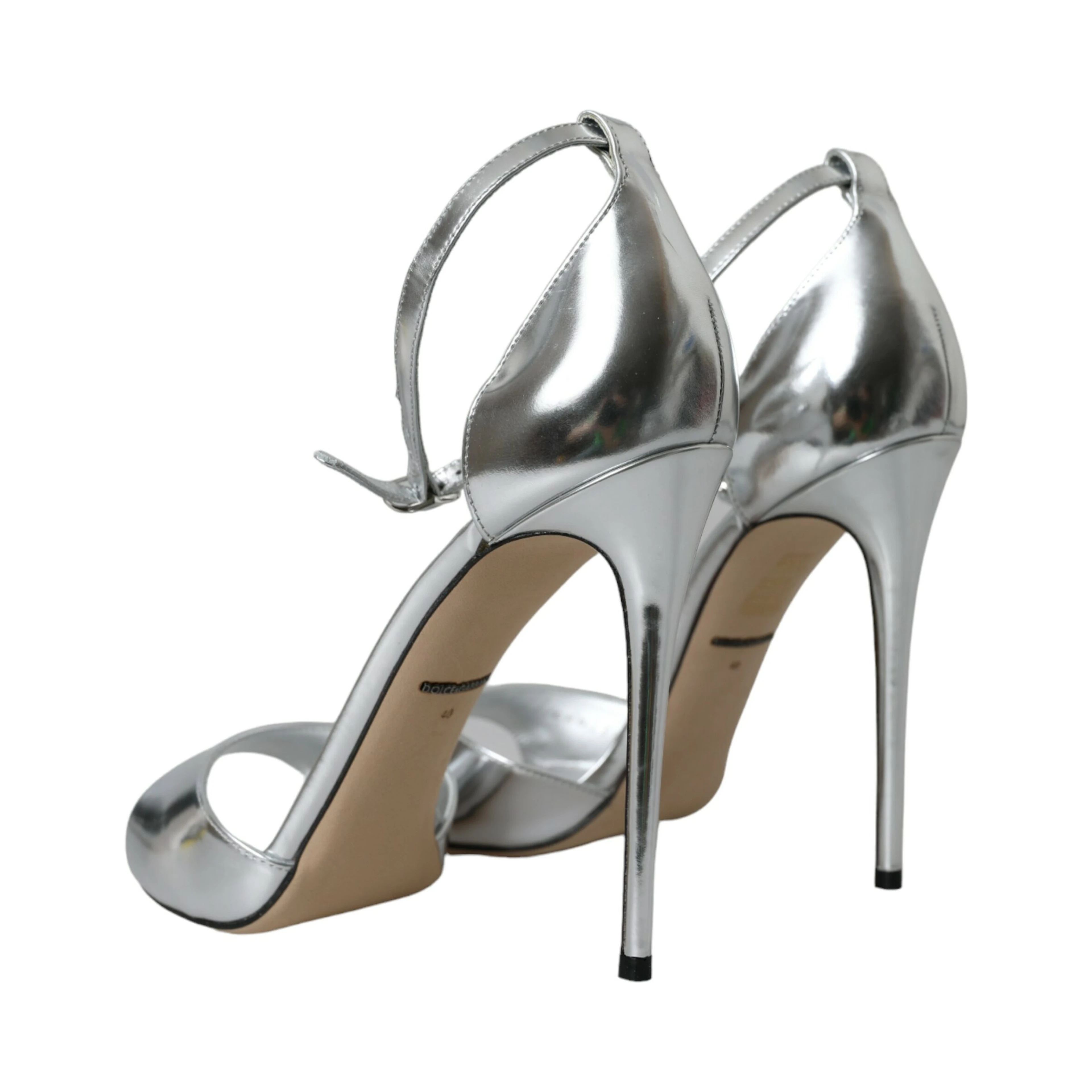 Silver KEIRA Leather Heels Sandals Shoes