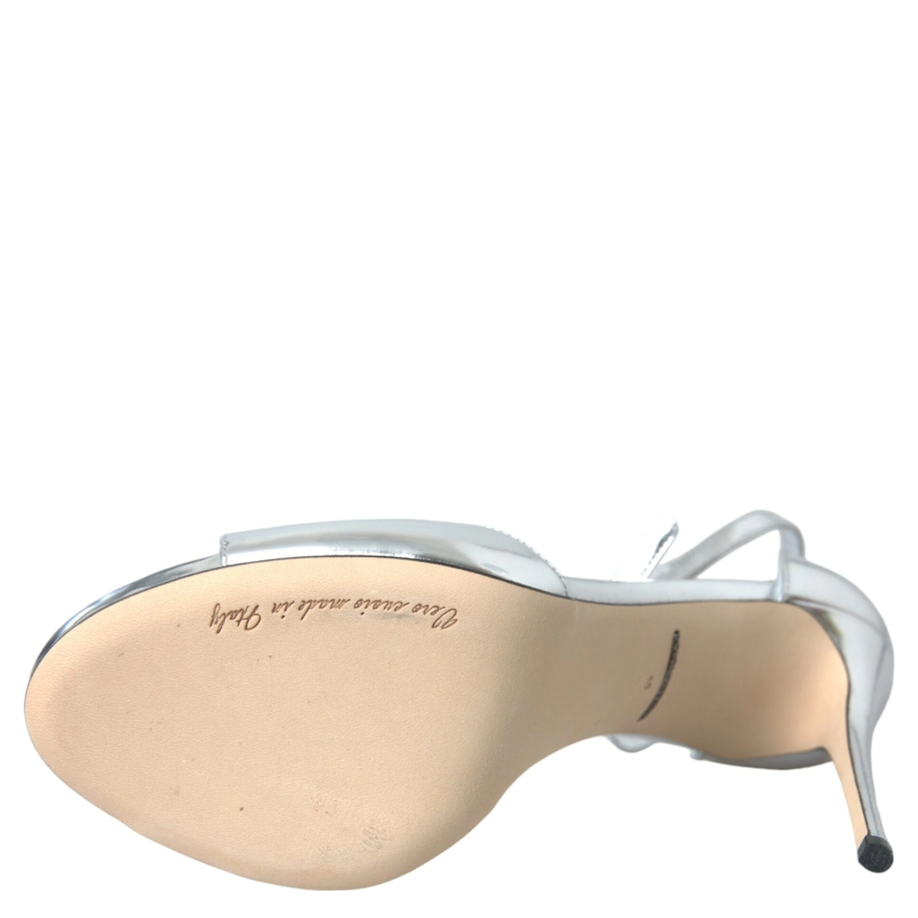 Silver KEIRA Leather Heels Sandals Shoes